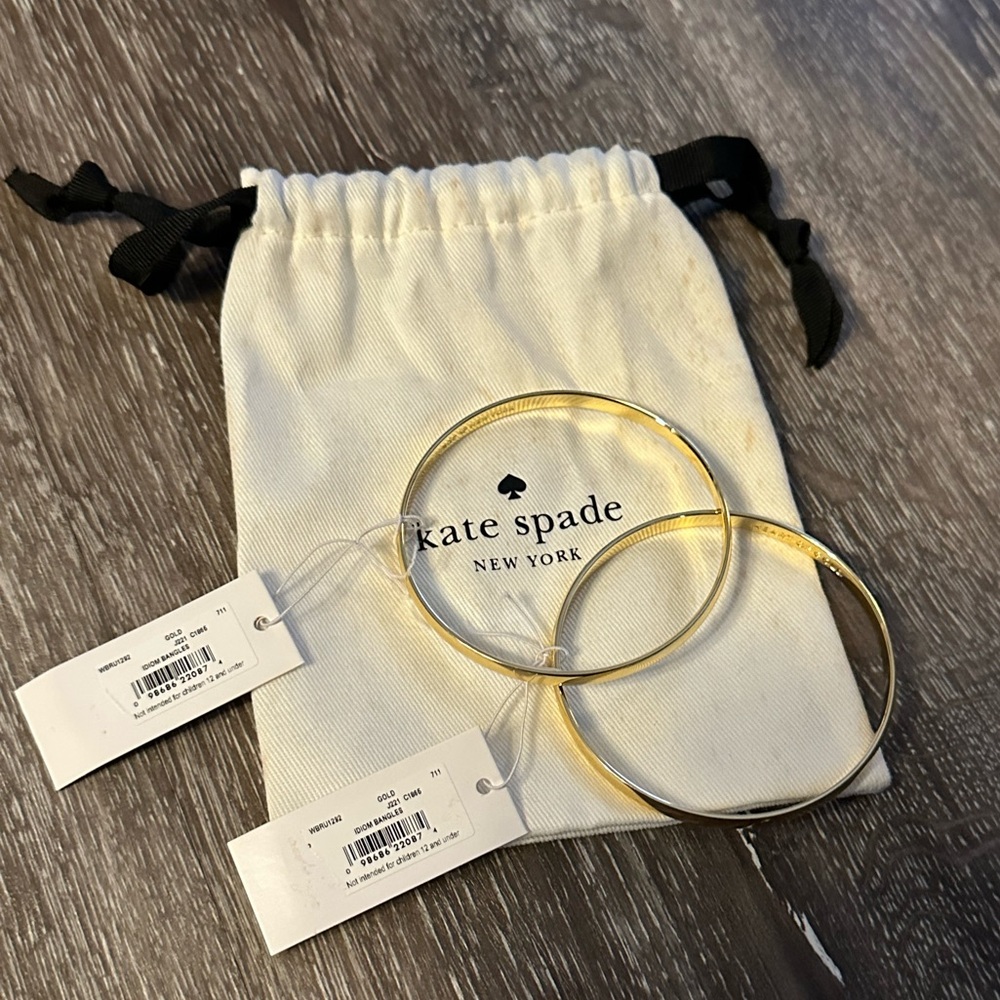 Set of 2 Kate Spade Gold Plated Heart of Gold Idiom Bracelets